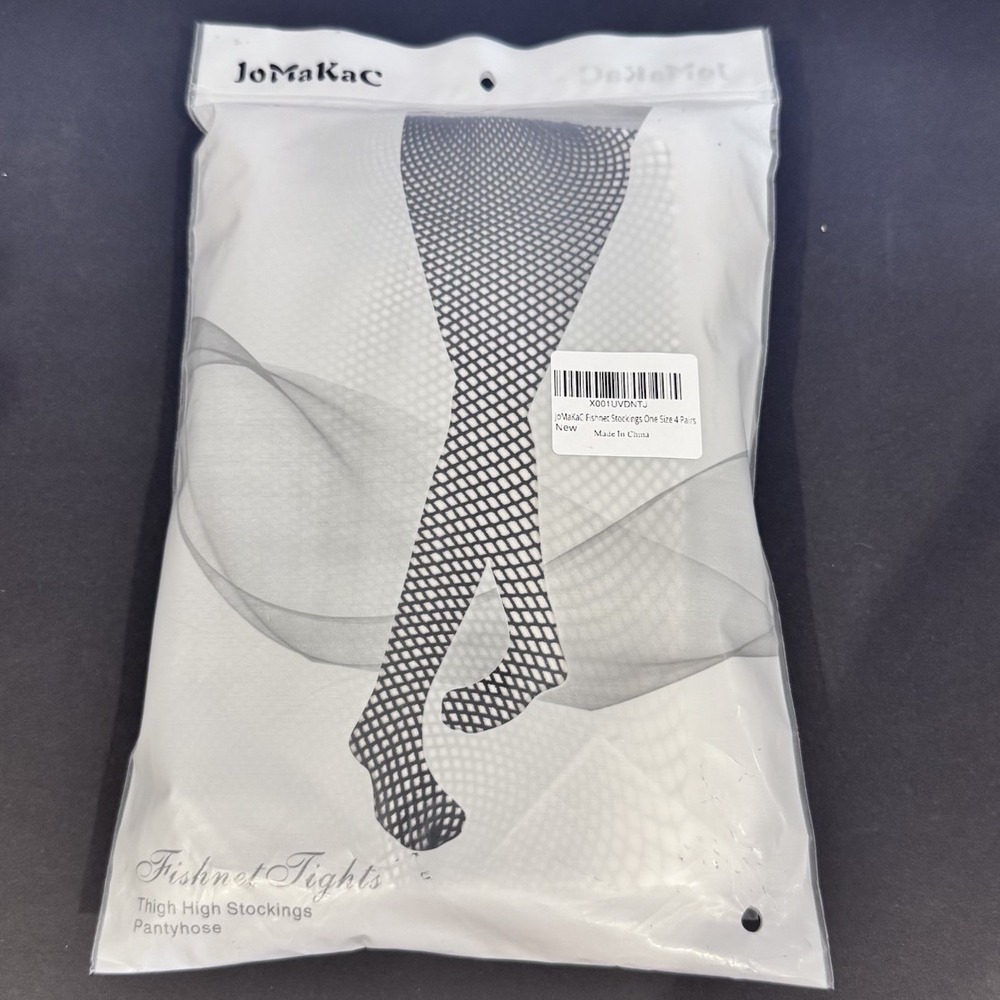 NWT JoMakaC One Size Black Fishnet Tights Thigh High Stockings-Contains 4 Pairs